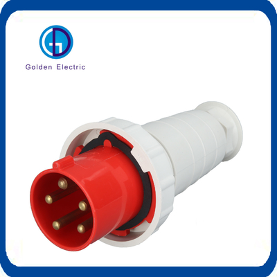 Toz geçirmez PA66 3 Pin Endüstriyel Fiş 220V Sarı Kırmızı Akıllı Kurulum