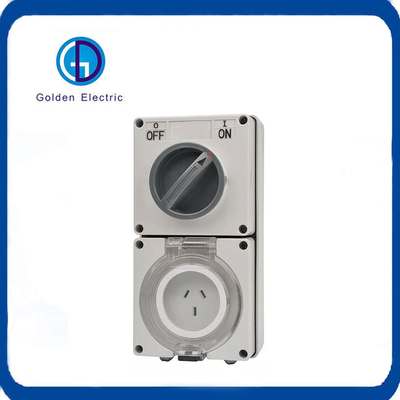 250V 10A 13A 15A chống thời tiết Single Phase 3 Flat Pin Combination Switch Socket cho ngoài trời