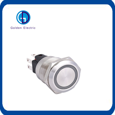 110V LED Voltage 110V Flat IP67 Waterproof Metal Push Button Switch cho điện tử
