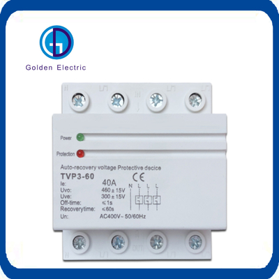 Ba giai đoạn khôi phục tự động trên và dưới điện áp bảo vệ DIN Rail Relay 380V 40A