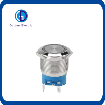 IP67 Paslanmaz Çelik 19mm LED Metal Baskı Düğmesi Null Line ve Canlı Hat Kablolama için