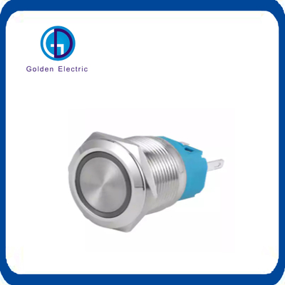 IP67 Paslanmaz Çelik 19mm LED Metal Baskı Düğmesi Null Line ve Canlı Hat Kablolama için