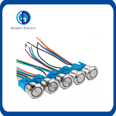 IP67 Paslanmaz Çelik 19mm LED Metal Baskı Düğmesi Null Line ve Canlı Hat Kablolama için