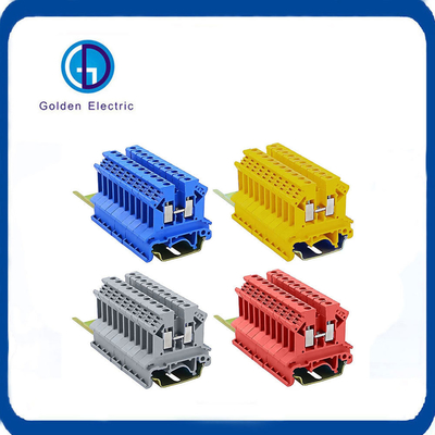26-16AWG/ 0.2-1.5mm2 PA66 Nylon UK 1.5b Blok Terminal untuk Pemasangan Feed Through Rail