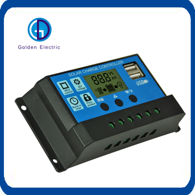 Màn hình LCD Bộ điều khiển sạc năng lượng mặt trời 30A/20A/10A 12V 24V Tự động với bộ điều chỉnh PV USB kép Bộ sạc pin