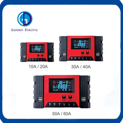 12V 24V Otomatik 10A/20A/30A/40A/50A/60A USB çıkışı 5V/2A Max ile Güneş Şarj Kontrolörü