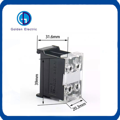 2 mm2 Draadverbindingen In12bk 20A 600V Terminalblok met 2 polen en PC-materiaal