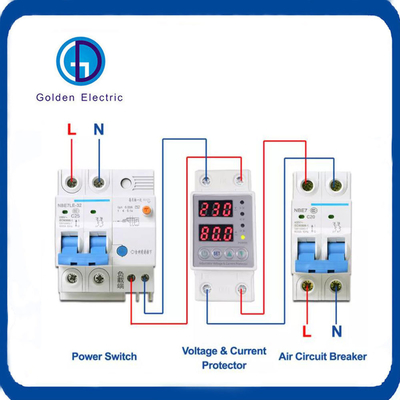 Hiển thị LED kép 40A 63A 80A 220V 230V Điều chỉnh trên dưới điện áp hiện tại Thiết bị bảo vệ