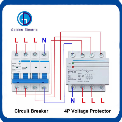 380V 60A DIN thiết bị bảo vệ điện áp đường sắt khôi phục tự động với ba giai đoạn