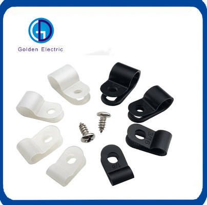 Yangına dayanıklılık seviyesi 94V-2 Plastik Nylon R Tipi Kablo Klemesi 6.35-7.9mm Kablo Sahibi Klip